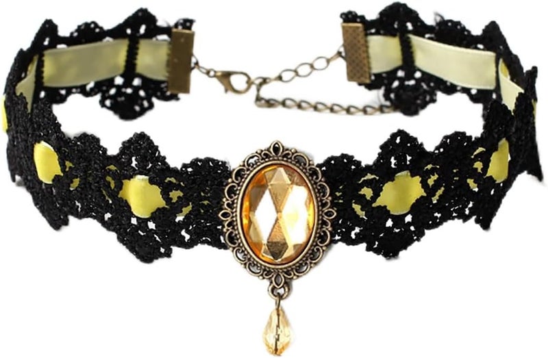 IS4U Gothic Lace Choker Necklace with Vintage Crystal Gems - Vampire Bat Design, Perfect for Halloween, Parties & Costumes - Image 1